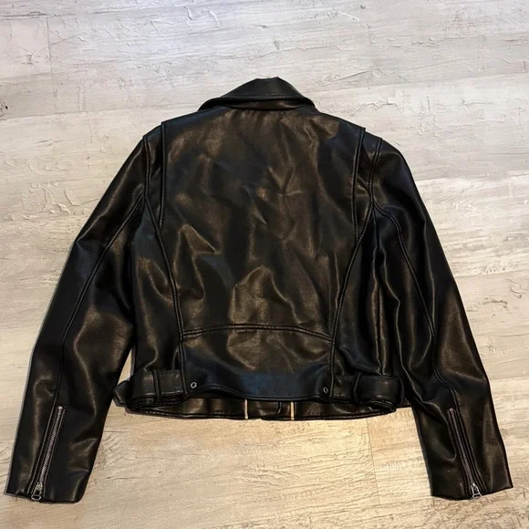 ZARA Black Leather Biker Jacket - Picture 3 of 3